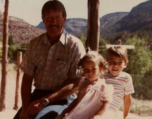 Dad, Nick and Me on our porch in Jemez